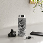 WaterSkiing Witches, Halloween, Black and White Vintage Art Water Bottle Gallery Image 4