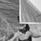 WaterSkiing Witches, Halloween, Black and White Vintage Art Wall Tapestry Gallery Image 3