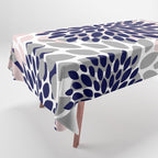 Abstract, Floral Prints, Navy Blue, Grey and Pink Tablecloth Gallery Image 1