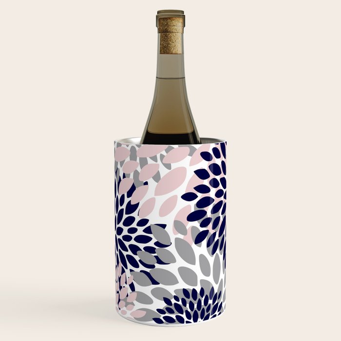 Abstract, Floral Prints, Navy Blue, Grey and Pink Wine Chiller Gallery Image 2