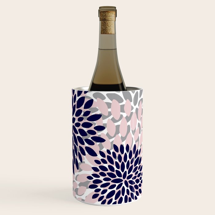 Abstract, Floral Prints, Navy Blue, Grey and Pink Wine Chiller Gallery Image 3