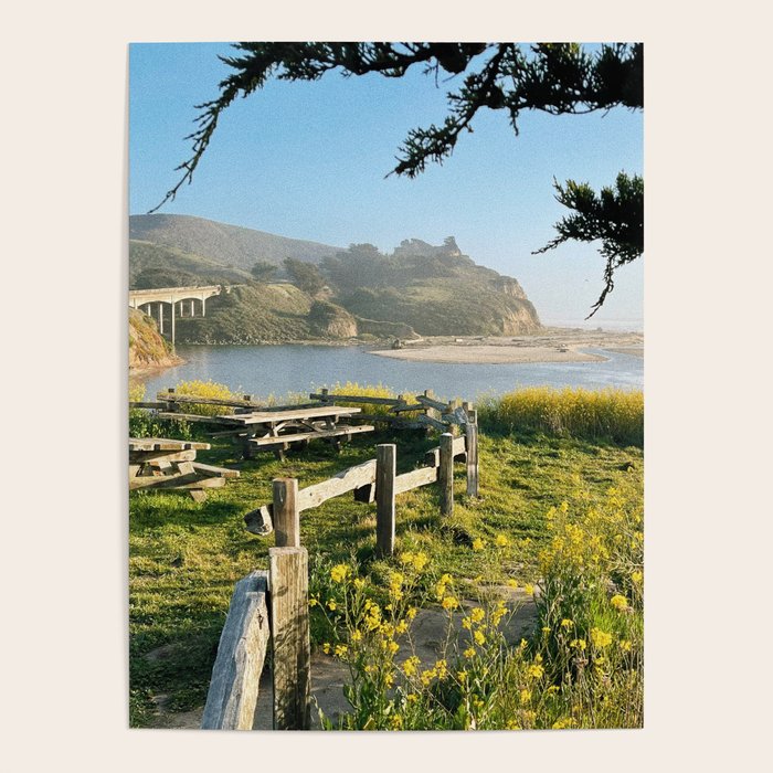 Coastal California Sunset With Wildflowers Poster Gallery Image 4