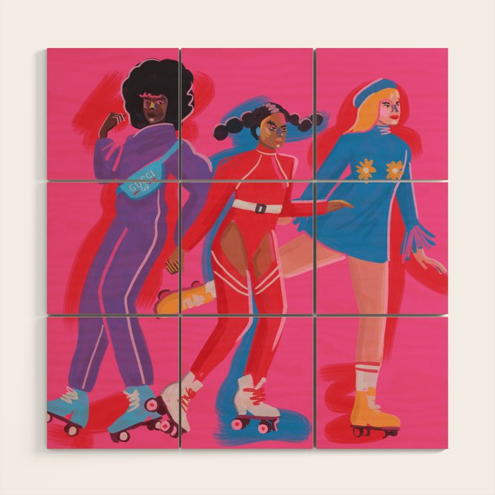 Roller Skaters 3 Wood Wall Art Gallery Image 1