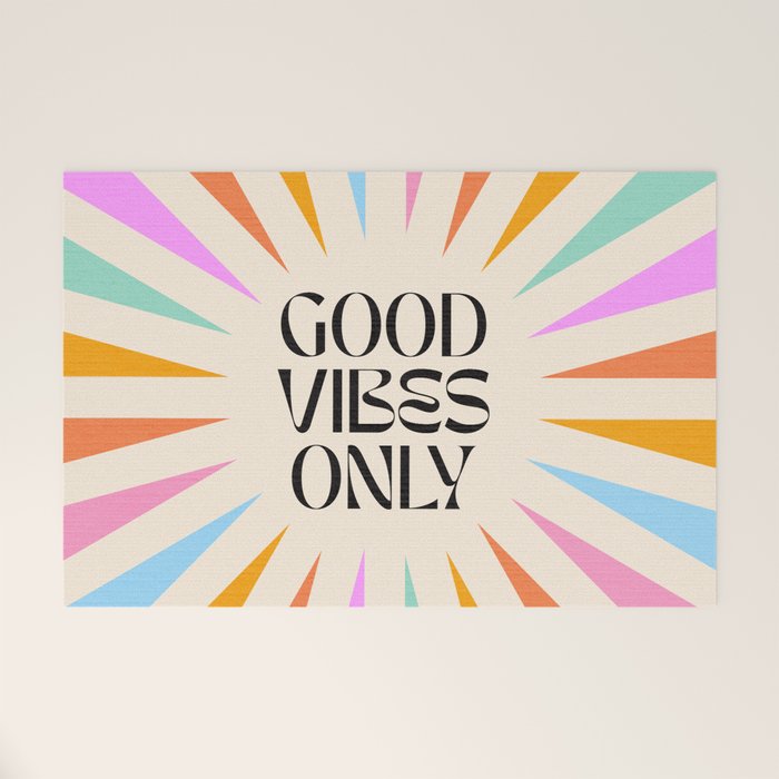 Good Vibes Only - Retro colourful Sunburst  Welcome Mat Gallery Image 1