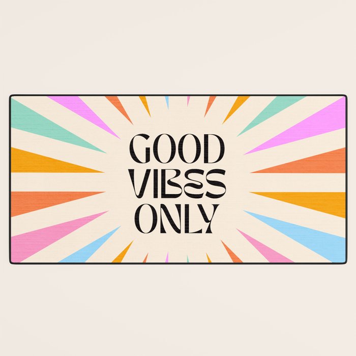 Good Vibes Only - Retro colourful Sunburst  Desk Mat Gallery Image 3