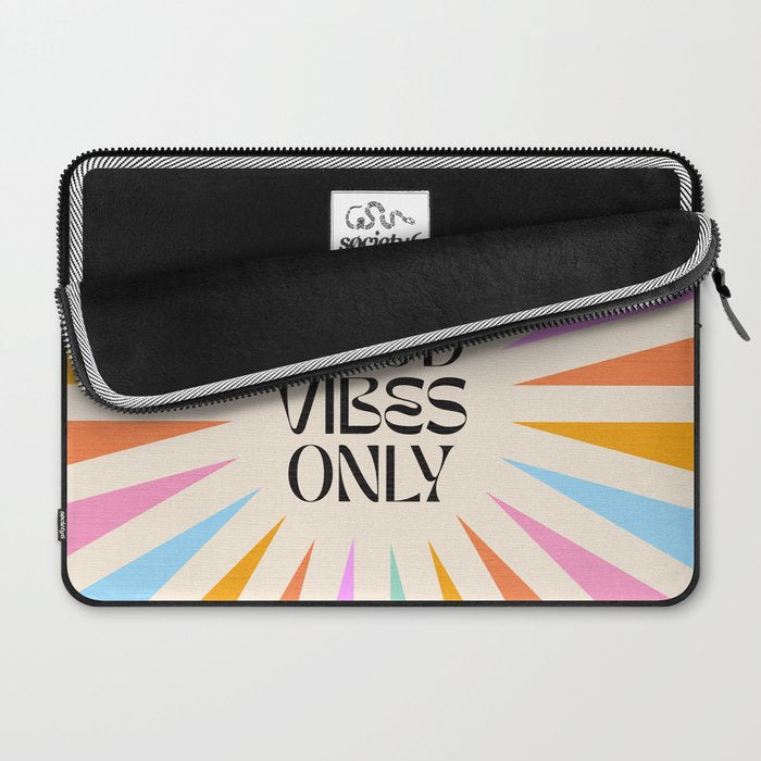 Good Vibes Only - Retro colourful Sunburst  Laptop Sleeve Gallery Image 2