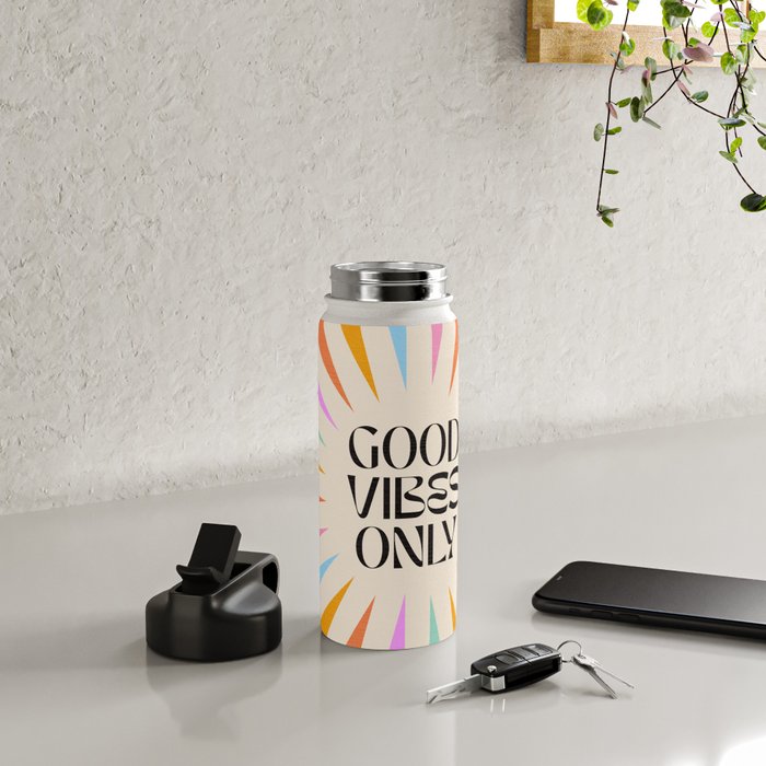 Good Vibes Only - Retro colourful Sunburst  Water Bottle Gallery Image 4