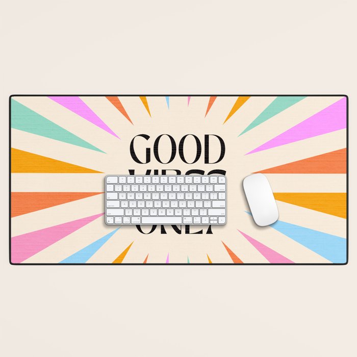 Good Vibes Only - Retro colourful Sunburst  Desk Mat Gallery Image 1