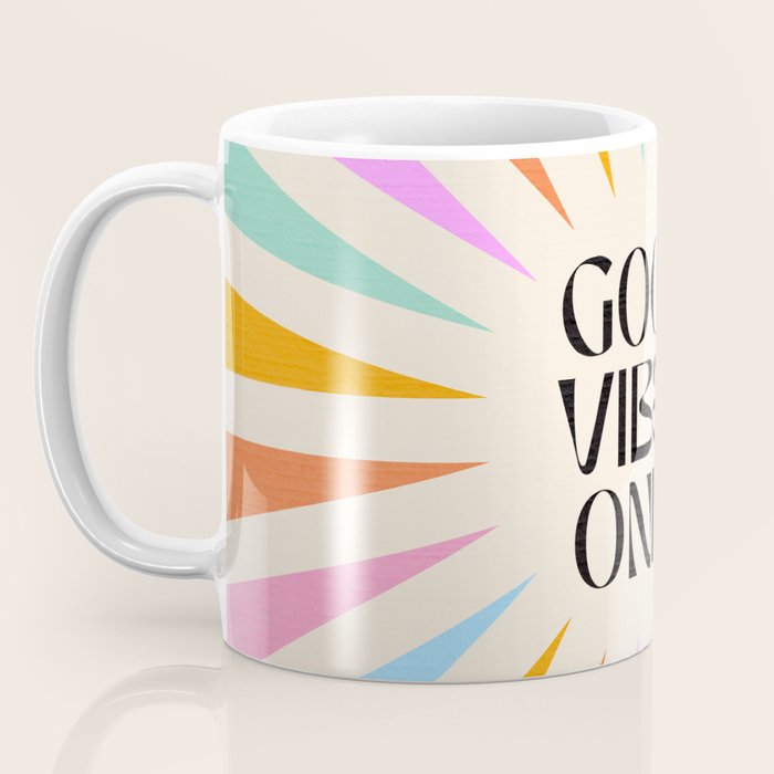 Good Vibes Only - Retro colourful Sunburst  Coffee Mug Gallery Image 3