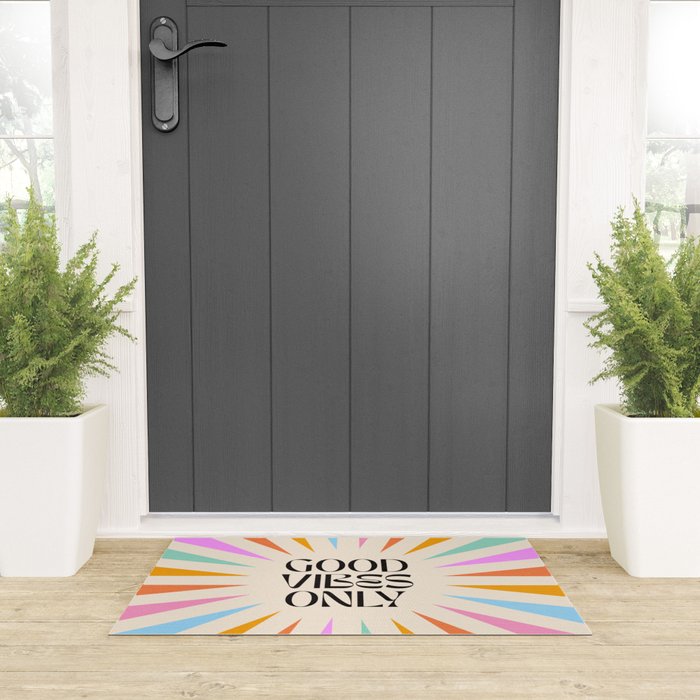 Good Vibes Only - Retro colourful Sunburst  Welcome Mat Gallery Image 3