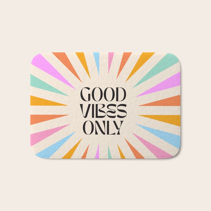 Good Vibes Only - Retro colourful Sunburst  Bath Mat Gallery Image 1