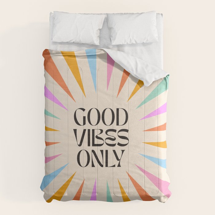 Good Vibes Only - Retro colourful Sunburst  Comforter Gallery Image 6