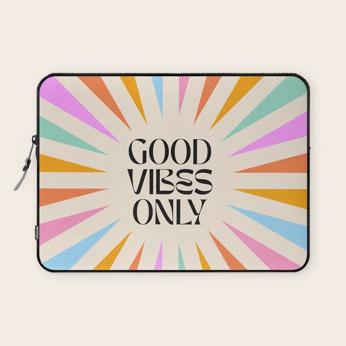 Good Vibes Only - Retro colourful Sunburst  Laptop Sleeve Gallery Image 1