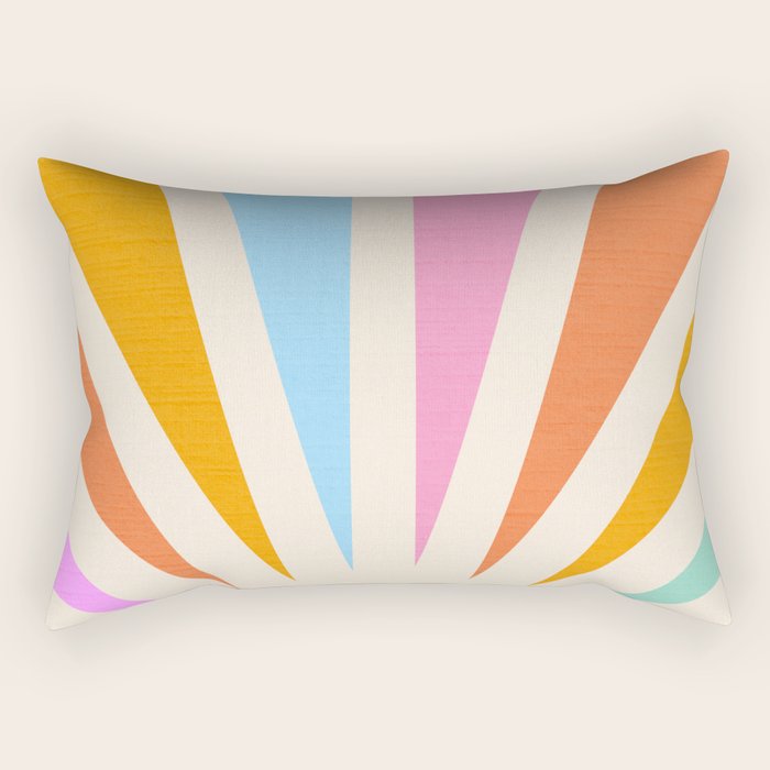 Good Vibes Only - Retro colourful Sunburst  Rectangular Pillow Gallery Image 2