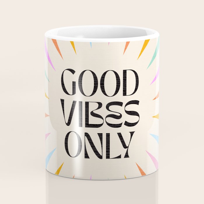 Good Vibes Only - Retro colourful Sunburst  Coffee Mug Gallery Image 4
