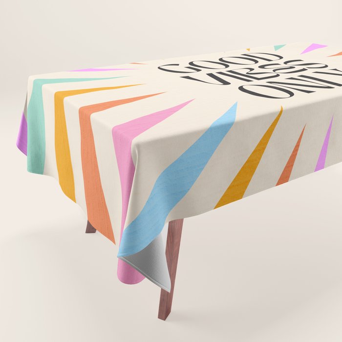 Good Vibes Only - Retro colourful Sunburst  Tablecloth Gallery Image 1