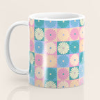 Retro Flowers Check Pattern XXIII Coffee Mug Gallery Image 3