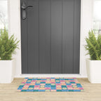 Retro Flowers Check Pattern XXIII Welcome Mat Gallery Image 3