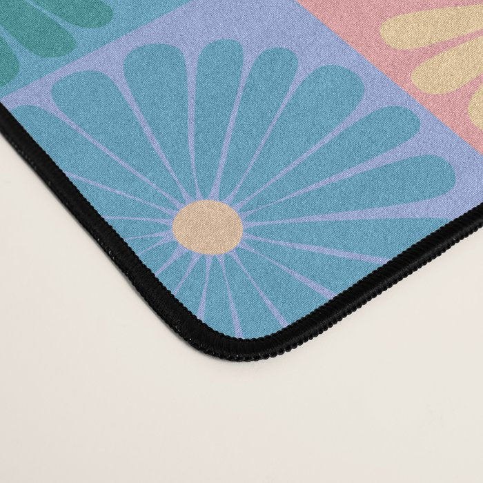 Retro Flowers Check Pattern XXIII Desk Mat Gallery Image 4
