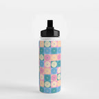 Retro Flowers Check Pattern XXIII Water Bottle Gallery Image 2