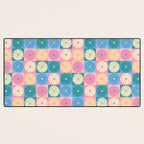 Retro Flowers Check Pattern XXIII Desk Mat Gallery Image 3