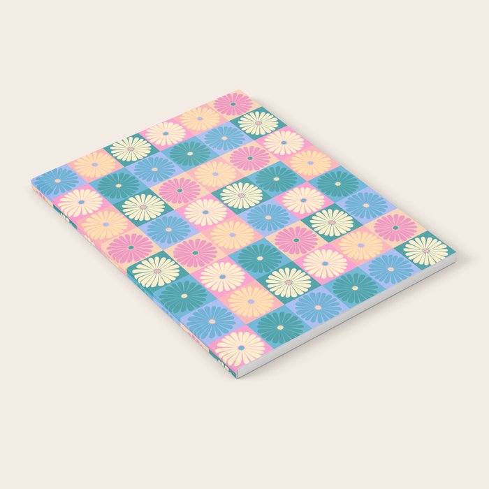 Retro Flowers Check Pattern XXIII Notebook Gallery Image 2