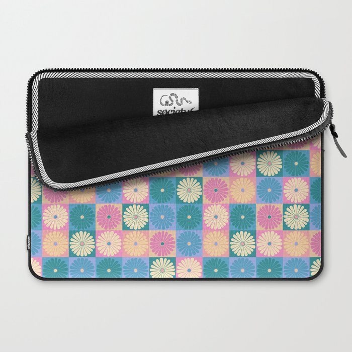 Retro Flowers Check Pattern XXIII Laptop Sleeve Gallery Image 2
