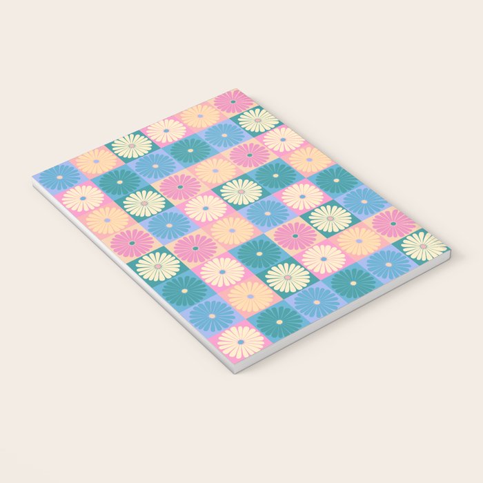 Retro Flowers Check Pattern XXIII Notebook Gallery Image 3