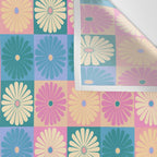 Retro Flowers Check Pattern XXIII Wall Tapestry Gallery Image 3