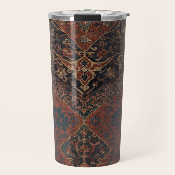 Boho Chic Dark VII // 17th Century Colorful Medallion Red Blue Green Brown Ornate Accent Rug Pattern Travel Mug Gallery Image 1