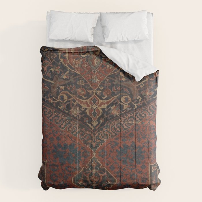 Boho Chic Dark VII // 17th Century Colorful Medallion Red Blue Green Brown Ornate Accent Rug Pattern Comforter Gallery Image 1