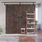 Boho Chic Dark VII // 17th Century Colorful Medallion Red Blue Green Brown Ornate Accent Rug Pattern Wall Mural Gallery Image 1