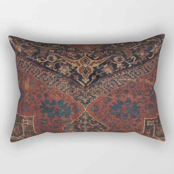Boho Chic Dark VII // 17th Century Colorful Medallion Red Blue Green Brown Ornate Accent Rug Pattern Rectangular Pillow Gallery Image 1