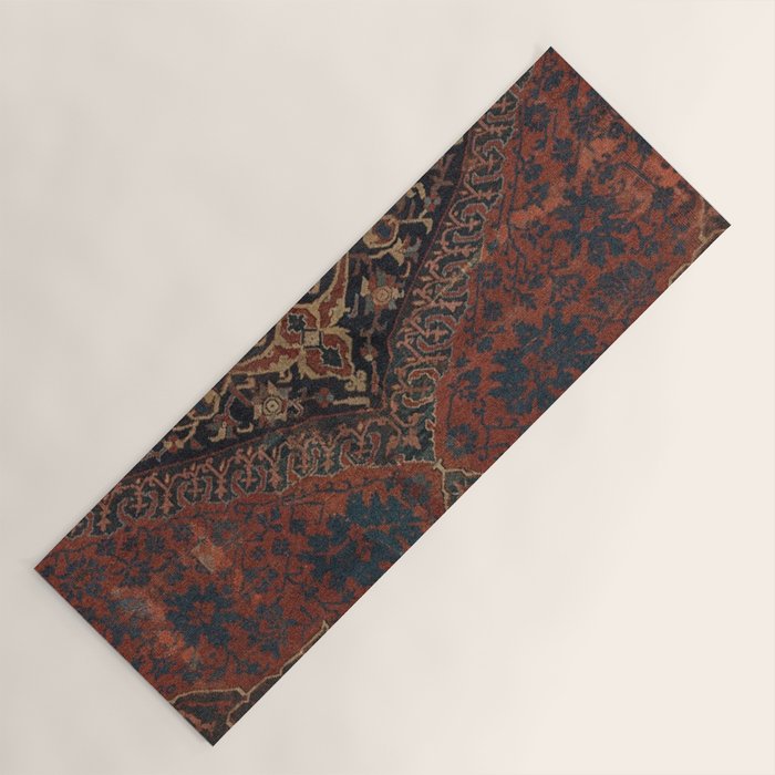 Boho Chic Dark VII // 17th Century Colorful Medallion Red Blue Green Brown Ornate Accent Rug Pattern Yoga Mat Gallery Image 1
