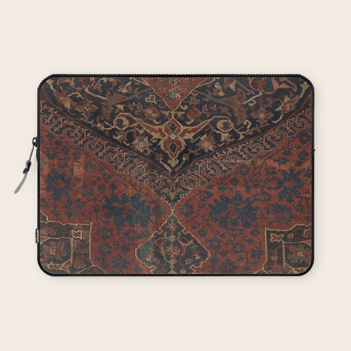 Boho Chic Dark VII // 17th Century Colorful Medallion Red Blue Green Brown Ornate Accent Rug Pattern Laptop Sleeve Gallery Image 1