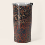 Boho Chic Dark VII // 17th Century Colorful Medallion Red Blue Green Brown Ornate Accent Rug Pattern Travel Mug Gallery Image 2