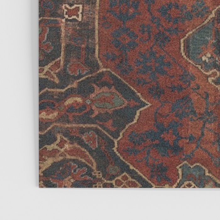 Boho Chic Dark VII // 17th Century Colorful Medallion Red Blue Green Brown Ornate Accent Rug Pattern Poster Gallery Image 3