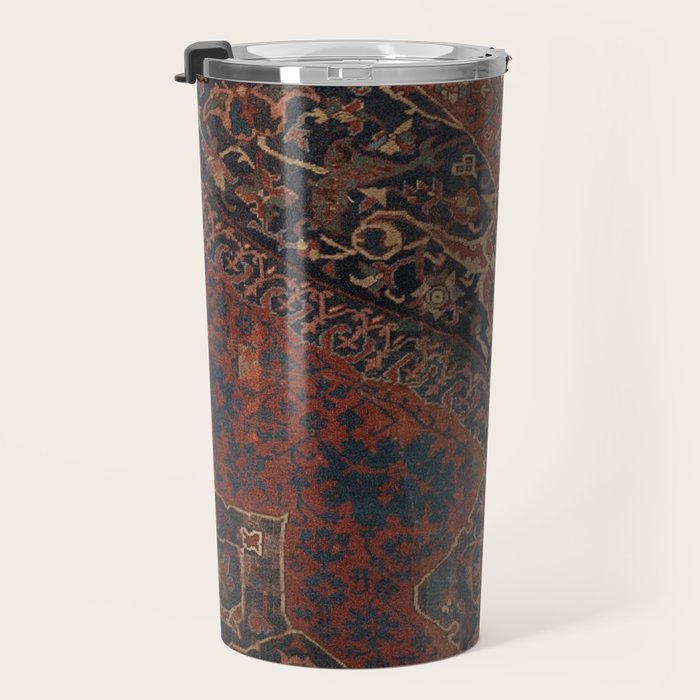 Boho Chic Dark VII // 17th Century Colorful Medallion Red Blue Green Brown Ornate Accent Rug Pattern Travel Mug Gallery Image 3