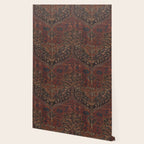 Boho Chic Dark VII // 17th Century Colorful Medallion Red Blue Green Brown Ornate Accent Rug Pattern Wallpaper Gallery Image 2
