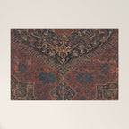 Boho Chic Dark VII // 17th Century Colorful Medallion Red Blue Green Brown Ornate Accent Rug Pattern Welcome Mat Gallery Image 1