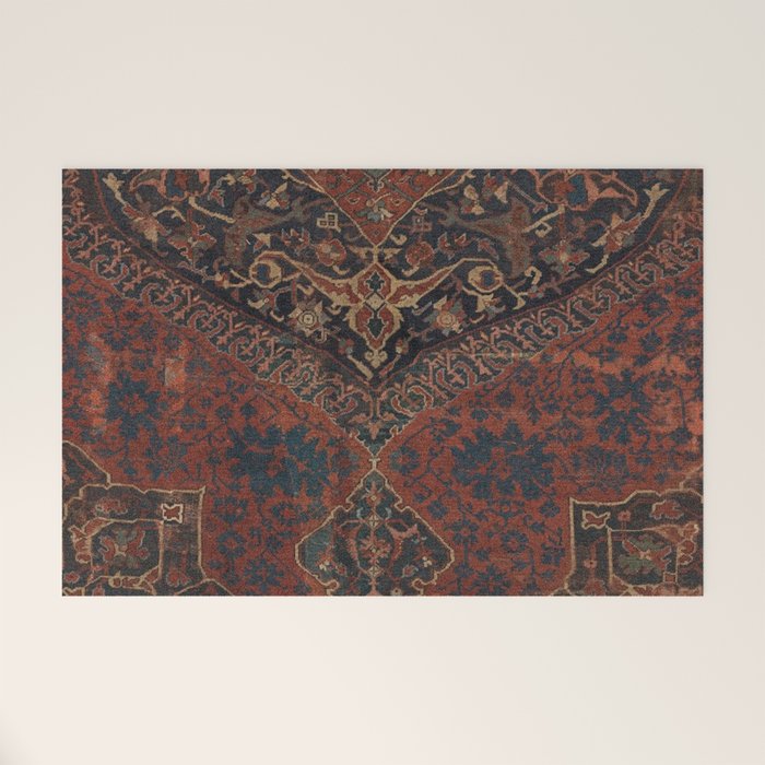 Boho Chic Dark VII // 17th Century Colorful Medallion Red Blue Green Brown Ornate Accent Rug Pattern Welcome Mat Gallery Image 1