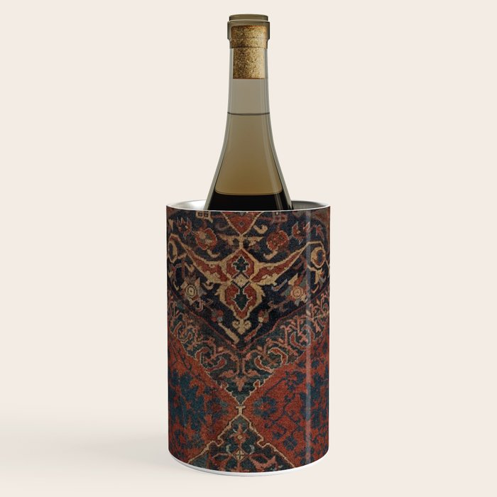 Boho Chic Dark VII // 17th Century Colorful Medallion Red Blue Green Brown Ornate Accent Rug Pattern Wine Chiller Gallery Image 1