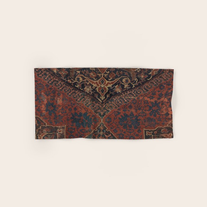 Boho Chic Dark VII // 17th Century Colorful Medallion Red Blue Green Brown Ornate Accent Rug Pattern Bath Towel Gallery Image 1