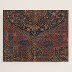 Boho Chic Dark VII // 17th Century Colorful Medallion Red Blue Green Brown Ornate Accent Rug Pattern Jigsaw Puzzle Gallery Image 1