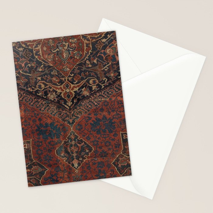 Boho Chic Dark VII // 17th Century Colorful Medallion Red Blue Green Brown Ornate Accent Rug Pattern Stationery Card Gallery Image 2