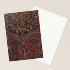 Boho Chic Dark VII // 17th Century Colorful Medallion Red Blue Green Brown Ornate Accent Rug Pattern Stationery Card Gallery Image 2
