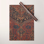 Boho Chic Dark VII // 17th Century Colorful Medallion Red Blue Green Brown Ornate Accent Rug Pattern Wrapping Paper Gallery Image 1