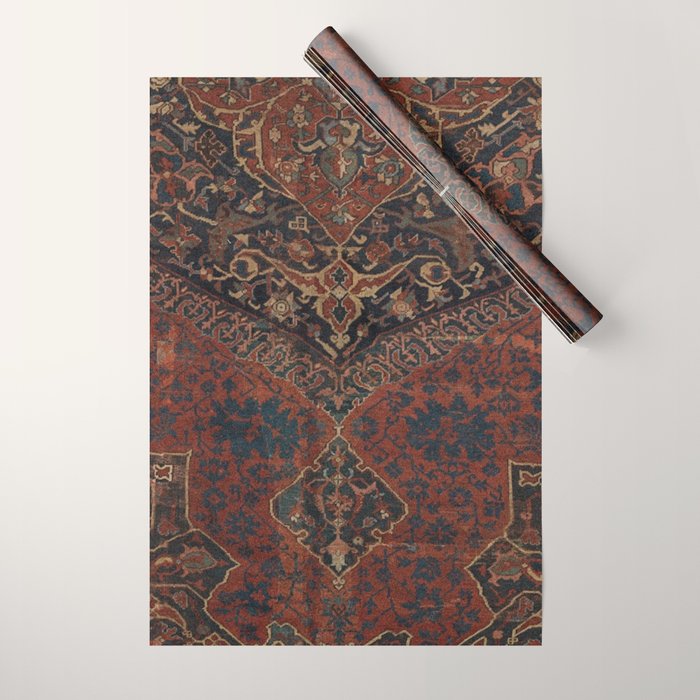 Boho Chic Dark VII // 17th Century Colorful Medallion Red Blue Green Brown Ornate Accent Rug Pattern Wrapping Paper Gallery Image 1