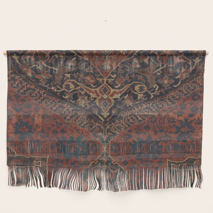 Boho Chic Dark VII // 17th Century Colorful Medallion Red Blue Green Brown Ornate Accent Rug Pattern Wall Hanging Gallery Image 1