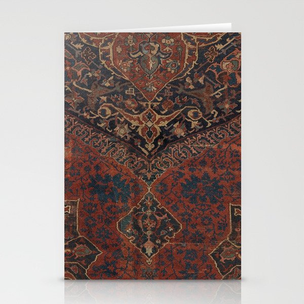 Boho Chic Dark VII // 17th Century Colorful Medallion Red Blue Green Brown Ornate Accent Rug Pattern Stationery Card Gallery Image 2